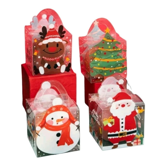 unbranded Other - -Christmas santa & elk print gift clear boxes set of 8